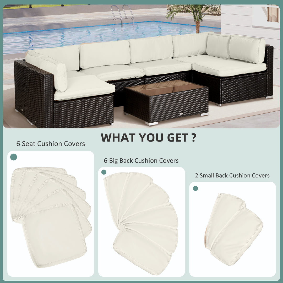 MCL Replacement Cushion Covers for Garden Sofa Set, Garden Rattan Sofa Cushion Polyester Cover Replacement Outdoor - No Cushion Included, Cream