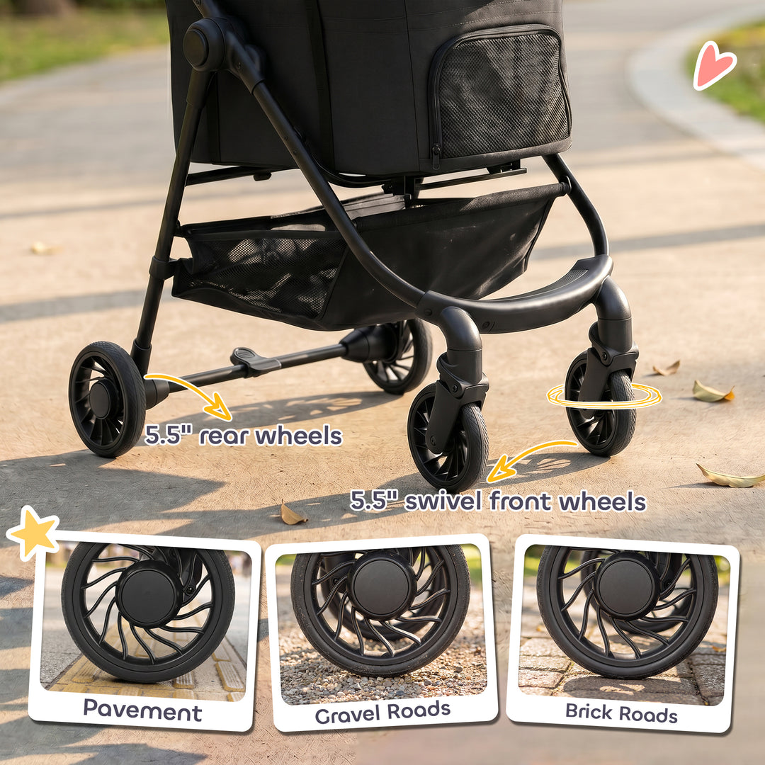 Dog Stroller, 3 in 1 Foldable Pet Stroller for Small Puppy Cat with De