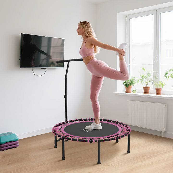 MCL Mini Round Steel Frame Trampoline w/ Adjustable Handle, Pink
