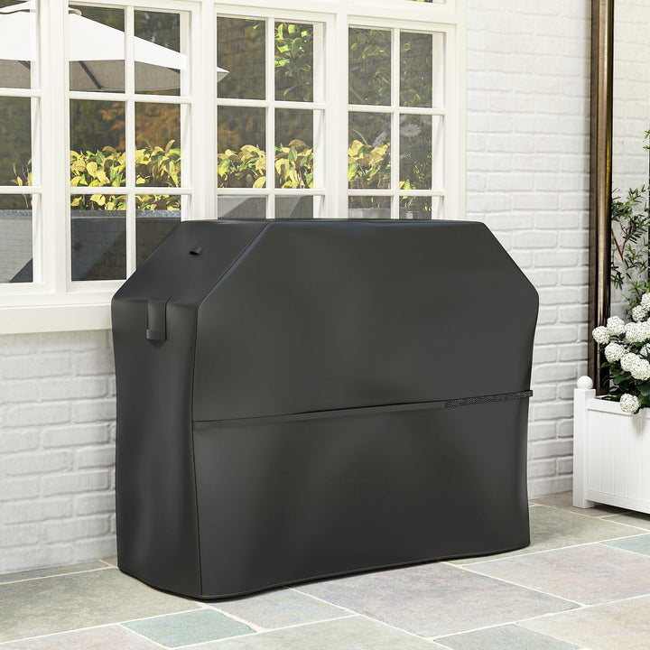BBQ Cover for Rectangular Gas Grill, 600D UPF30+ Oxford Fabric Barbecue Cover for Waterproof Protection Rip-Proof, with Windproof Hook and Loop Fasteners, Vents, 147 x 61 x 122 cm, Black