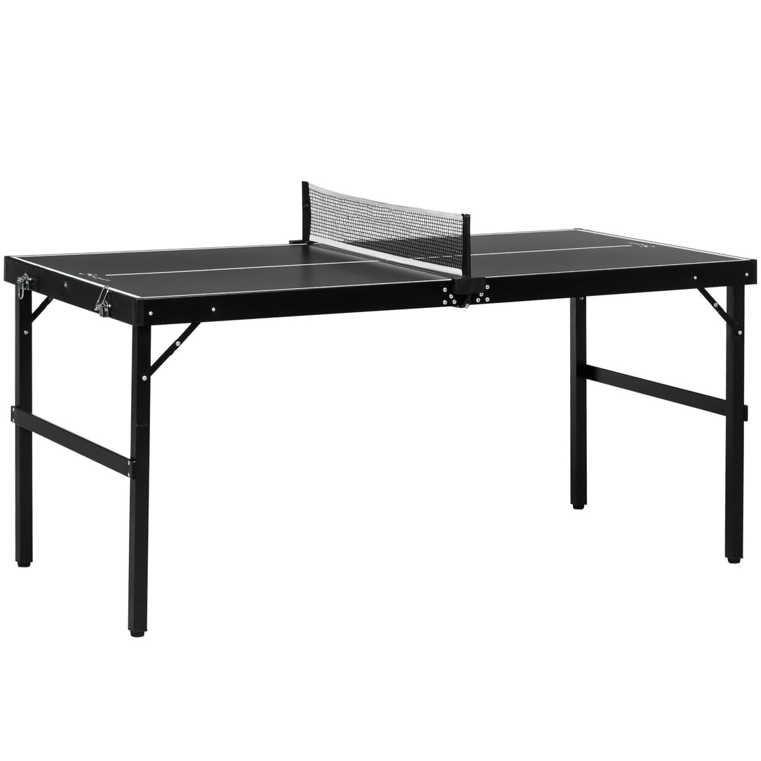 MCL 5ft Mini Table Tennis Table, Folding Ping Pong Table with Net and Aluminium Frame, Portable Ping Pong Game Set for Indoor Outdoor Use, Black