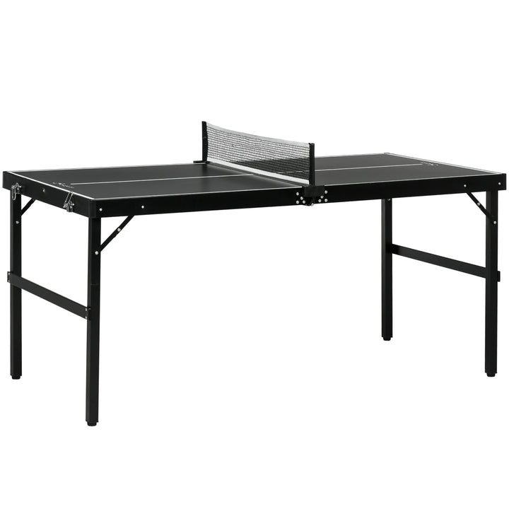 MCL 5ft Mini Table Tennis Table, Folding Ping Pong Table with Net and Aluminium Frame, Portable Ping Pong Game Set for Indoor Outdoor Use, Black
