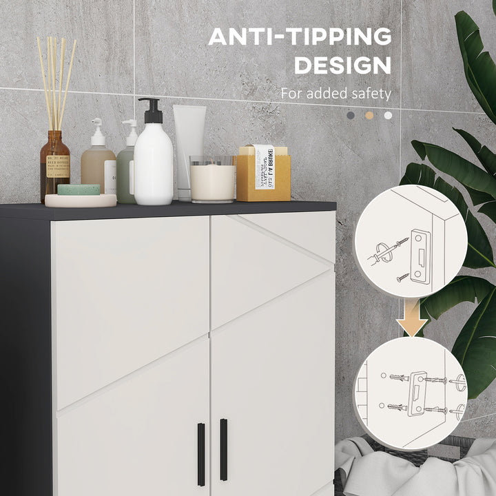 Small Bathroom Cabinet, Bathroom Storage Cabinet with 2-Doors Cupboard, 2 Adjustable Shelves and Soft Close Mechanism, Grey