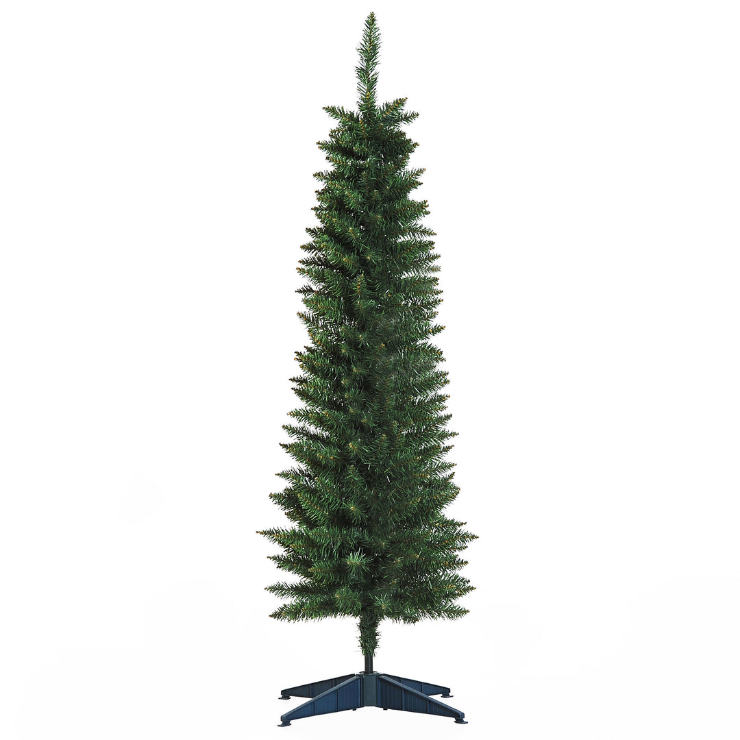MCL 5ft Unlit Artificial Christmas Tree, Pencil Slim Xmas Tree with Solid Stand and Realistic Branches, Green