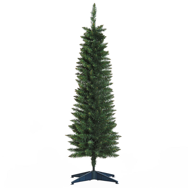 MCL 5ft Unlit Artificial Christmas Tree, Pencil Slim Xmas Tree with Solid Stand and Realistic Branches, Green