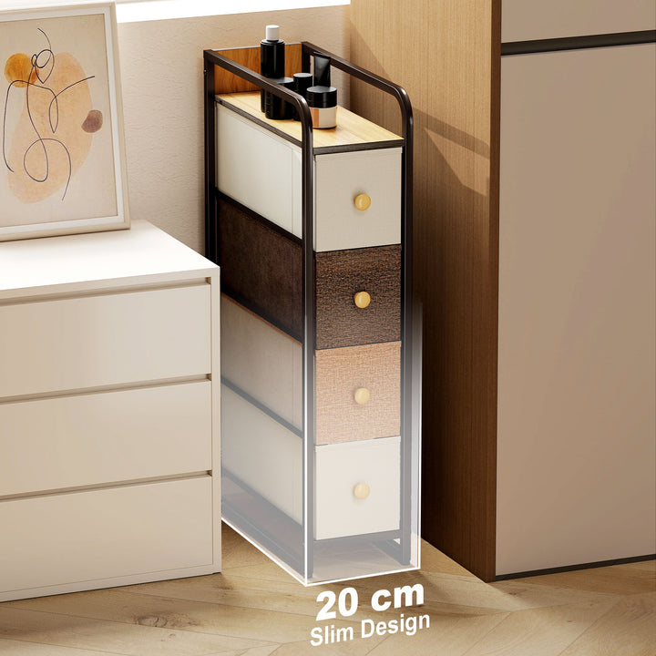4-Drawer Storage Organiser Unit, Chest of Drawers with Steel Frame for