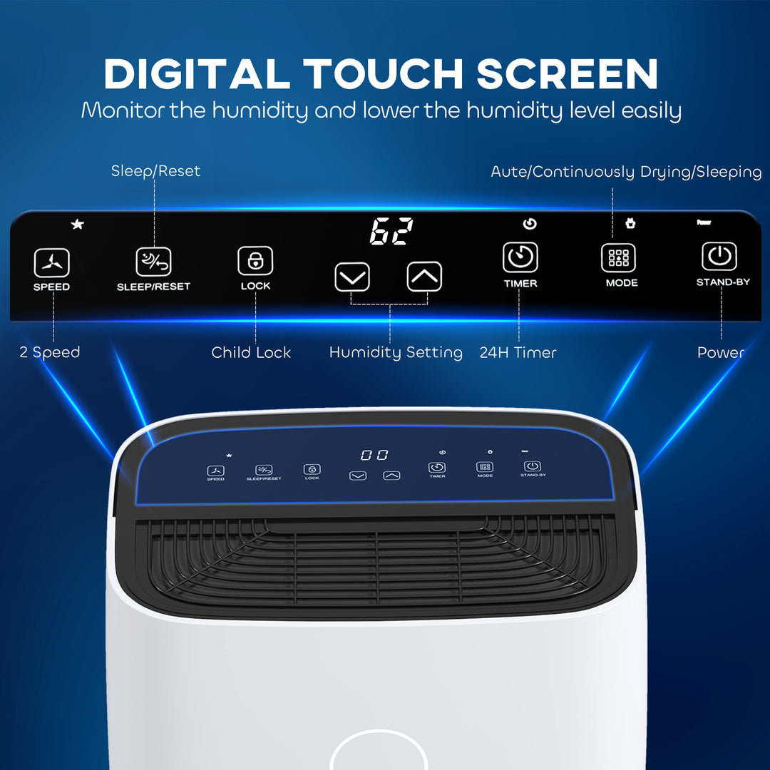 20L/Day Portable Dehumidifier for Home, with LED Screen, Sleep Mode, 24H Timer, 4L Water Tank, Electric Air Dehumidifier for Damp Laundry Bedroom Basement