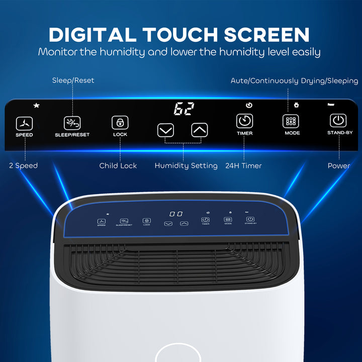 20L/Day Portable Dehumidifier for Home, with LED Screen, Sleep Mode, 24H Timer, 4L Water Tank, Electric Air Dehumidifier for Damp Laundry Bedroom Basement