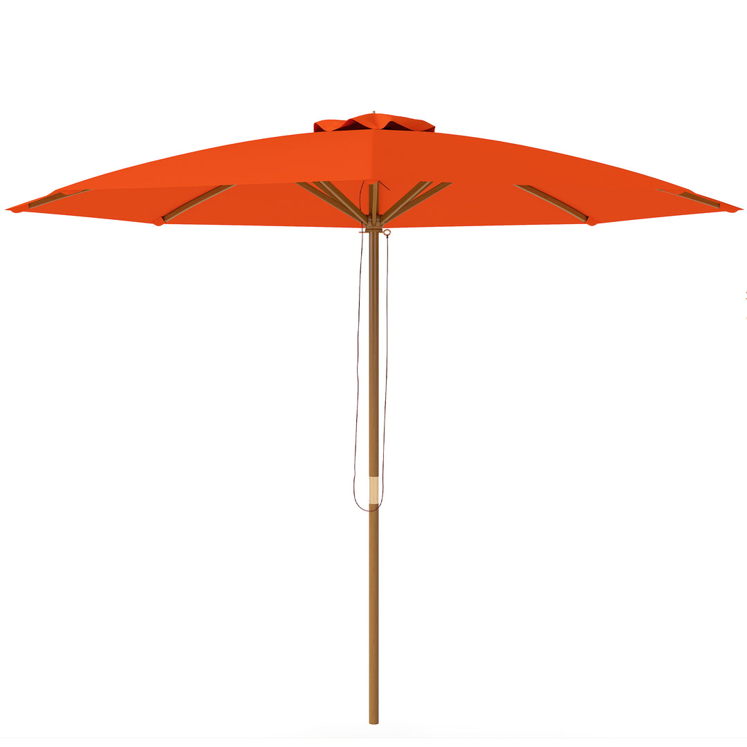 3m Wood Pole Parasol Umbrella - Orange