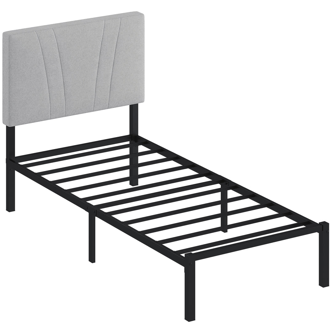 3FT Single Bed Frame with Upholstered Headboard and Underbed Storage, 