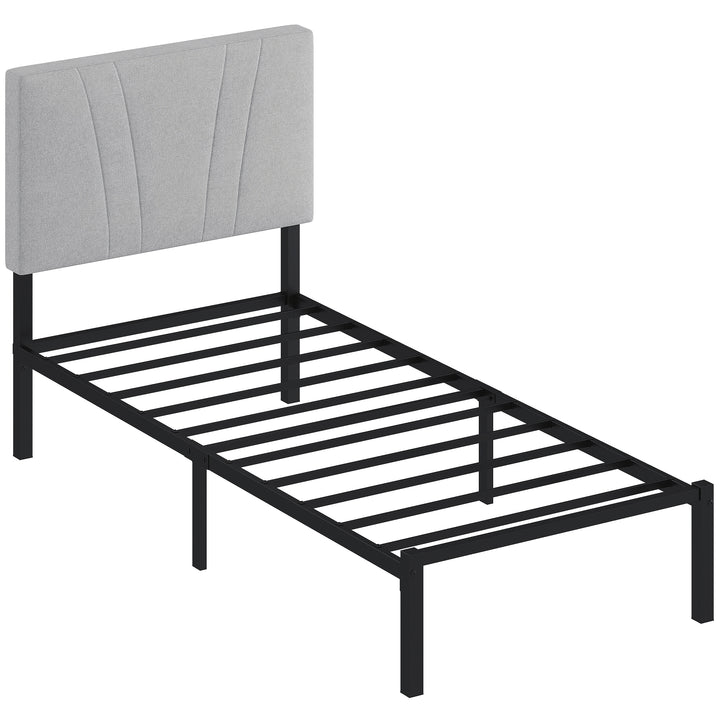 3FT Single Bed Frame with Upholstered Headboard and Underbed Storage, 