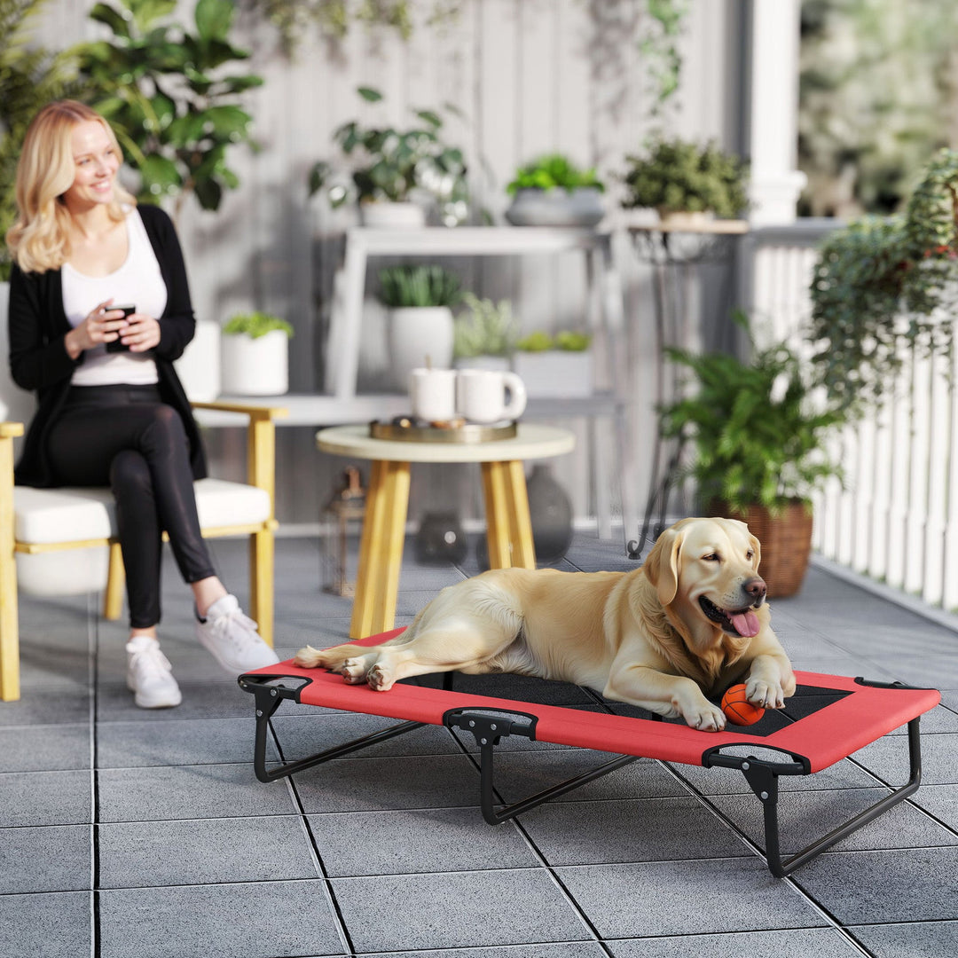 Portable Raised Dog Bed, Elevated Pet Cot with Breathable Mesh for Indoor Outdoor, for Large Dogs