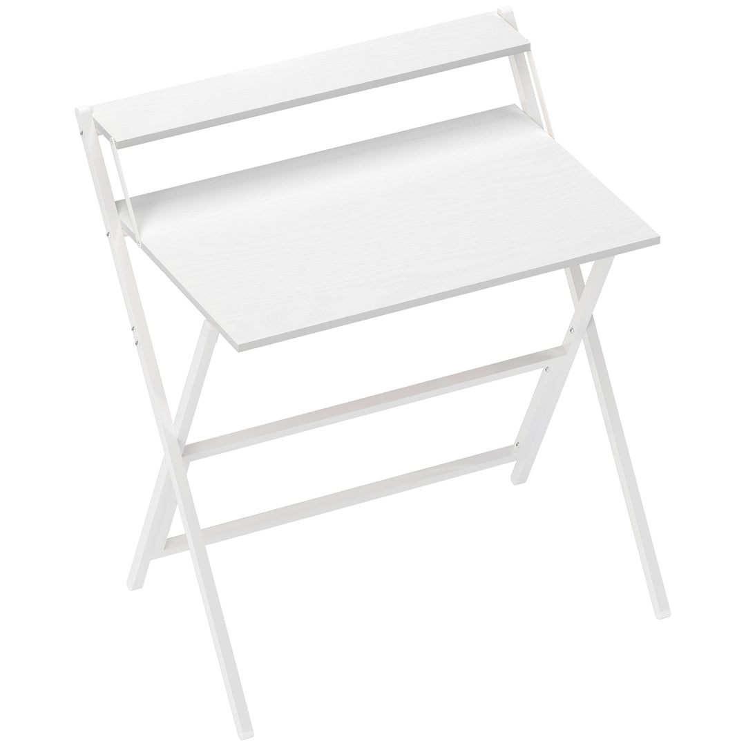 81.5 cm Folding Computer Desk with Monitor Shelf - White