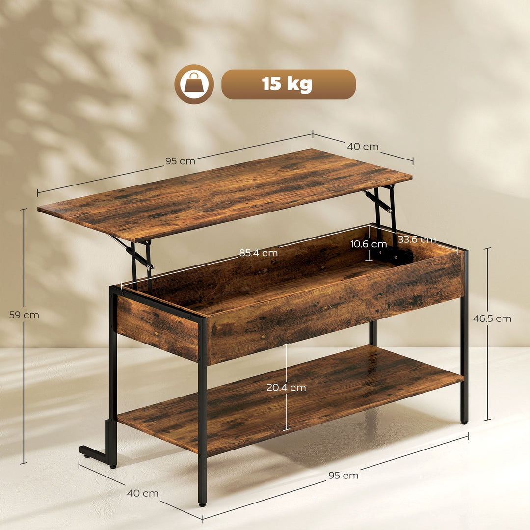 Lift-Top Coffee Table, with Storage - Rustic Brown