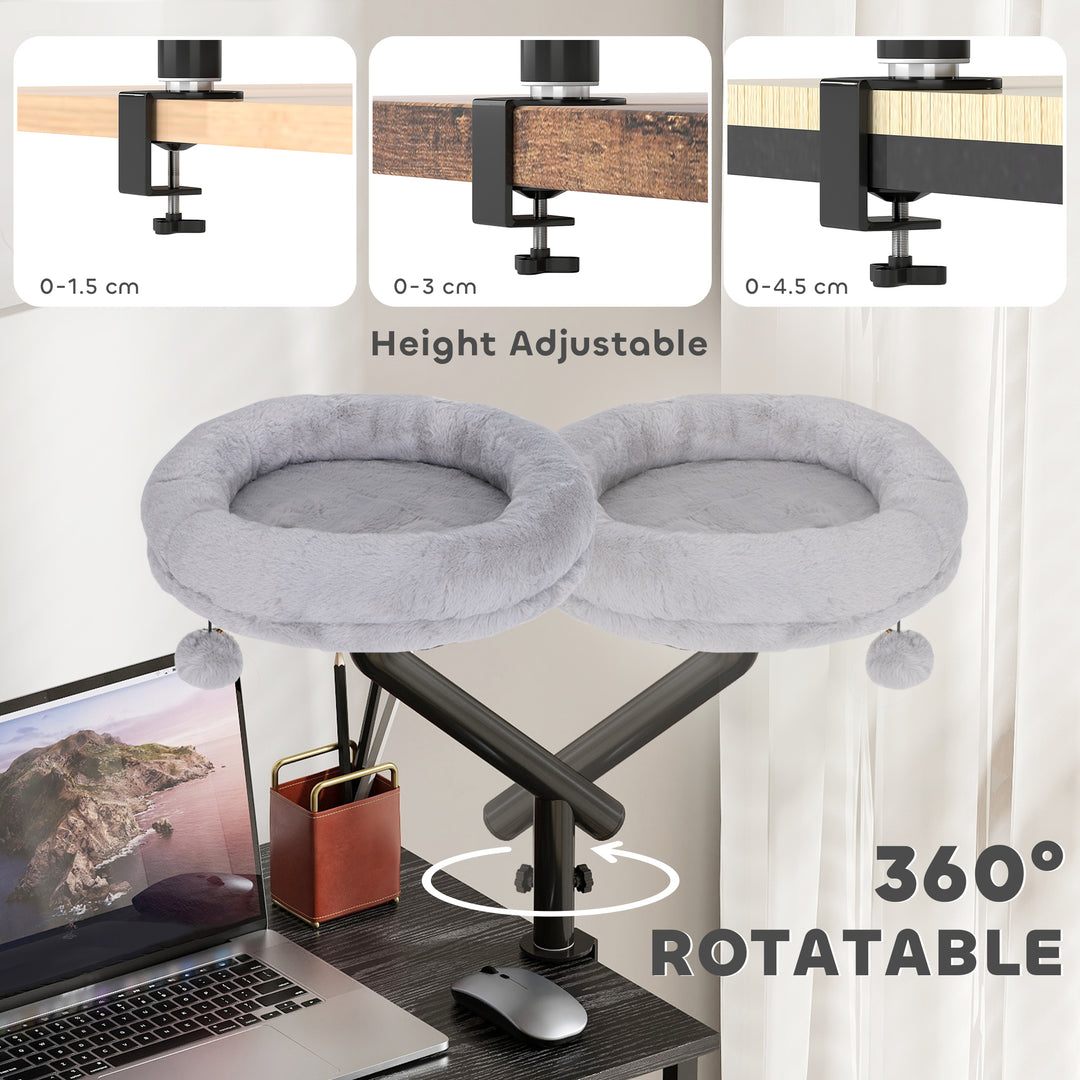 Cat Desk Bed, Cat Hammock 360° Rotatable Adjustable for Window, Table,