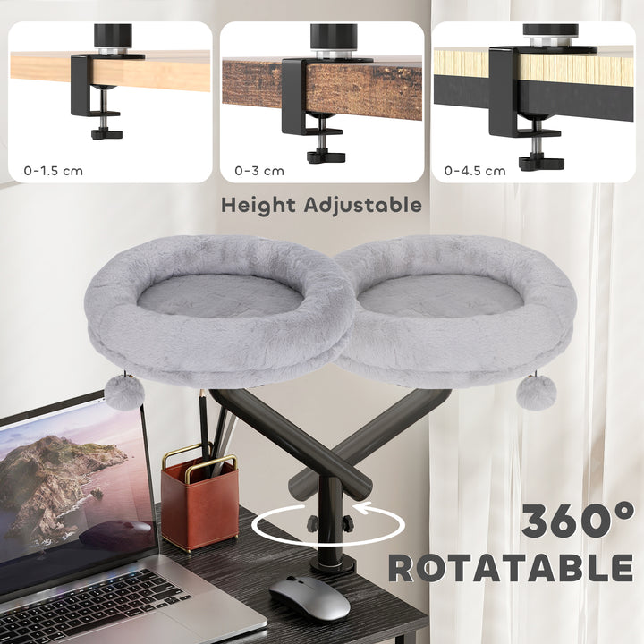 Cat Desk Bed, Cat Hammock 360° Rotatable Adjustable for Window, Table,