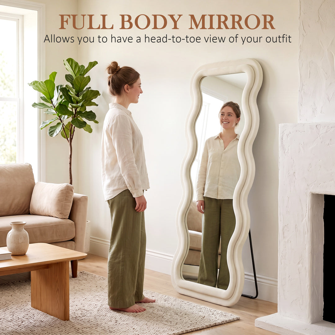 Full Length Mirror, 160 x 60 cm Wavy Full Body Wall Standing Mirror wi