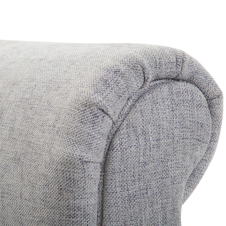 Bed End Bench, Window Seat, Linen Chaise Lounge Sofa with Arm and Wooden Legs for Bedroom, Living Room, Grey