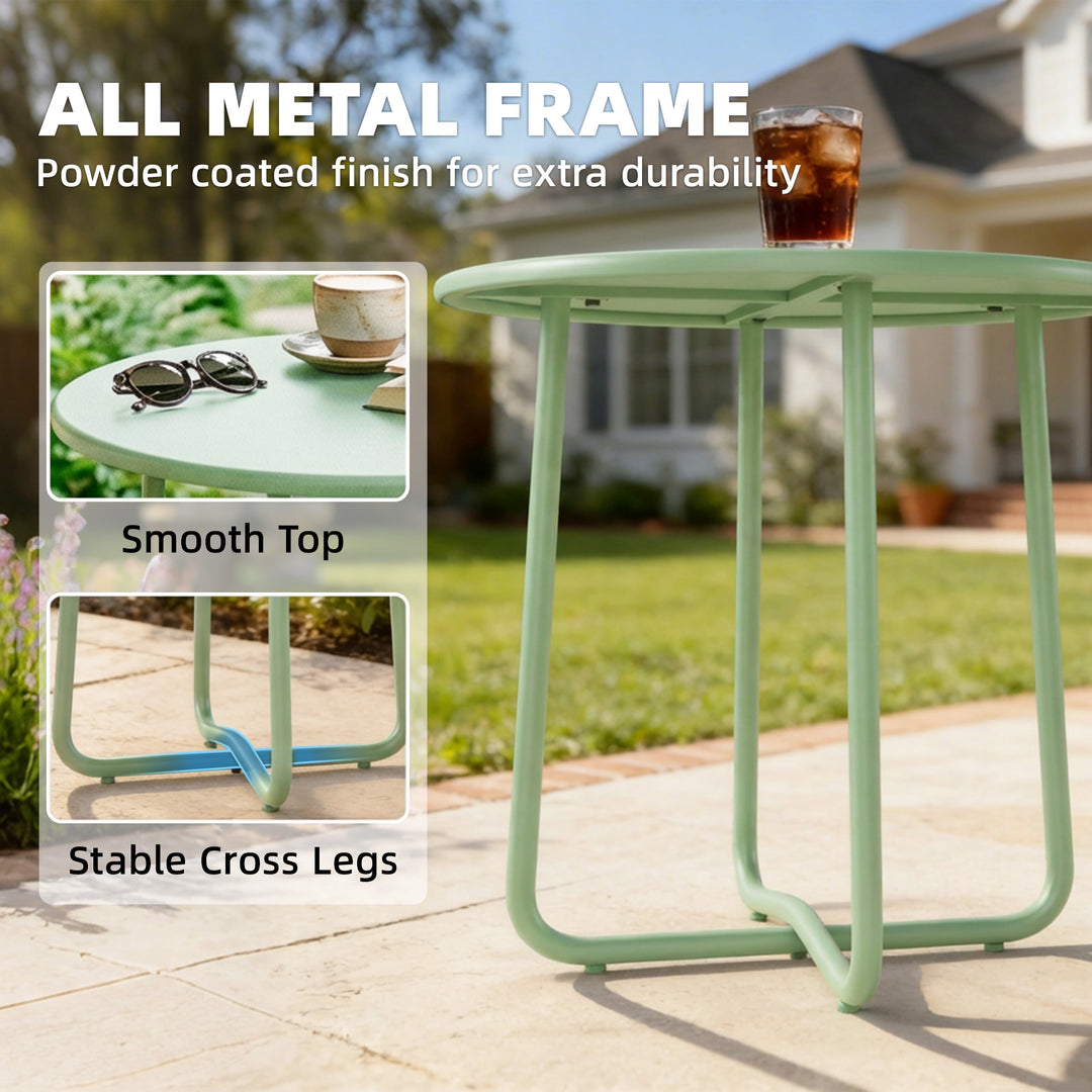 48 cm Round Garden Side Table, Small Metal Outdoor Garden Table with R