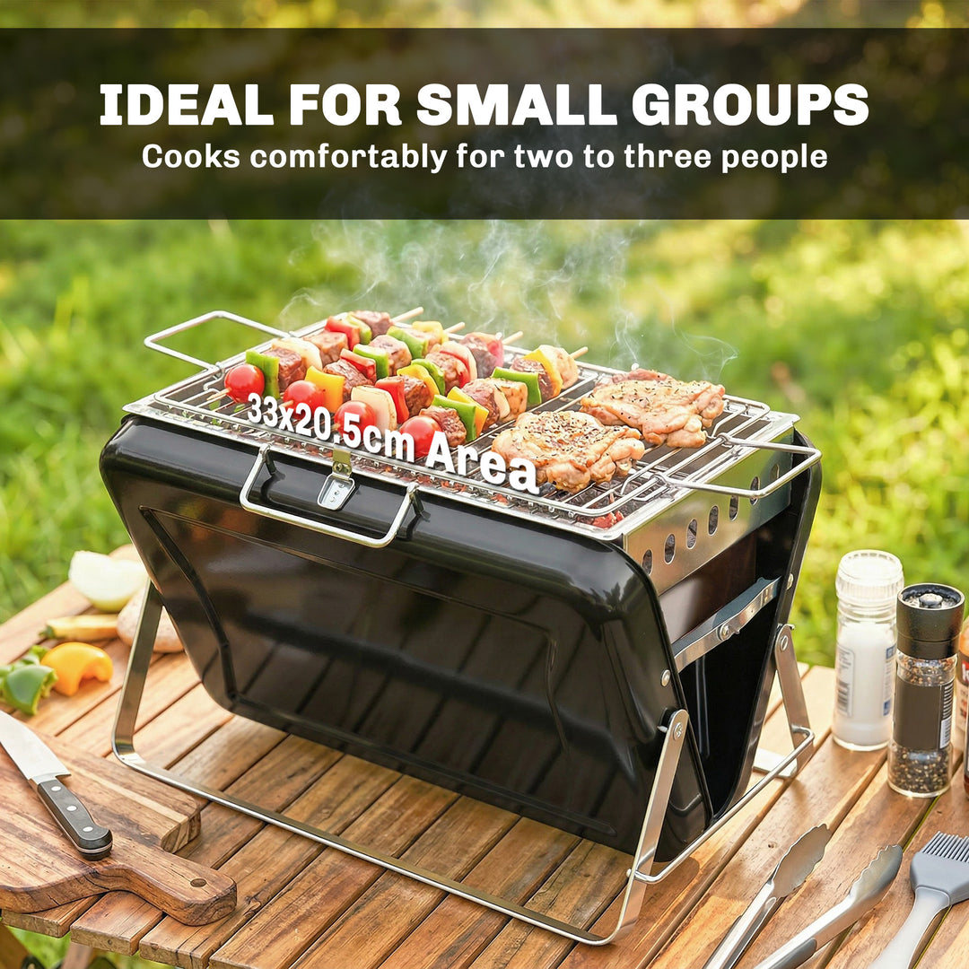 Charcoal BBQ Grill Portable Stainless Steel Barbecue with Tilting Grat