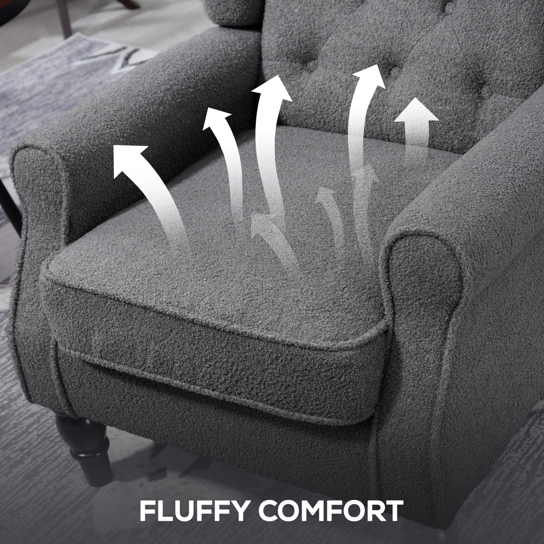 Teddy Fleece Retro Wingback Chair - Grey