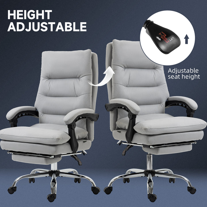 Office Chair with Footrest, Double Padding Ergonomic Desk Chair with 6-Point Vibration Massage and Back Heating, Microfibre Fabric with 135° Reclining Back, Grey