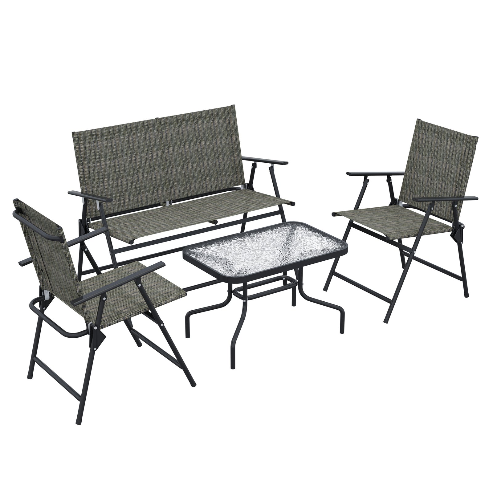 Four-Piece Metal Garden Sofa Set - Mixed Brown