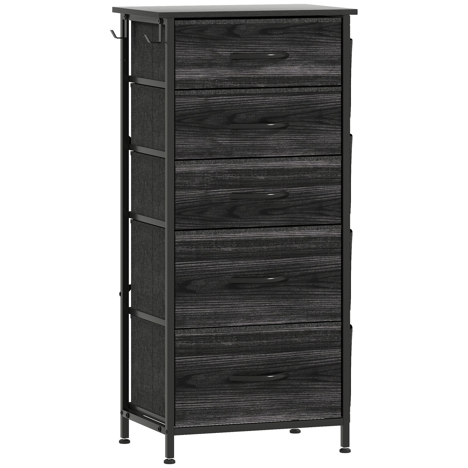 Chest of Five Fabric Drawers - Black