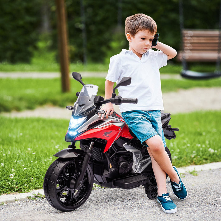 AIYAPLAY 12V Honda Licensed Kids Electric Motorbike w/ Music, Headlights, Early Education Function, for Ages 3-6 Years