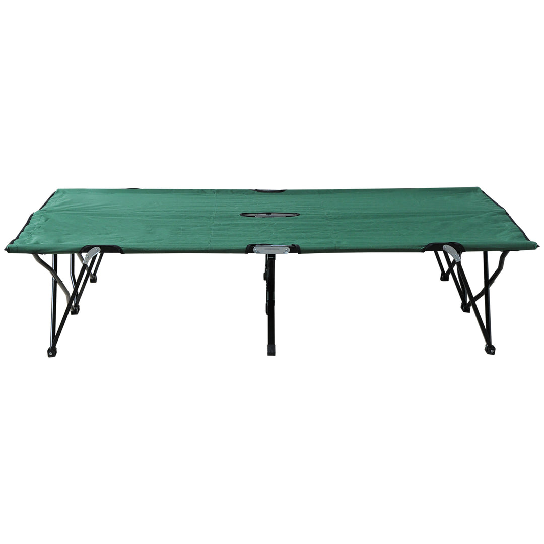 Double Camping Cot Bed, with Bag - Green