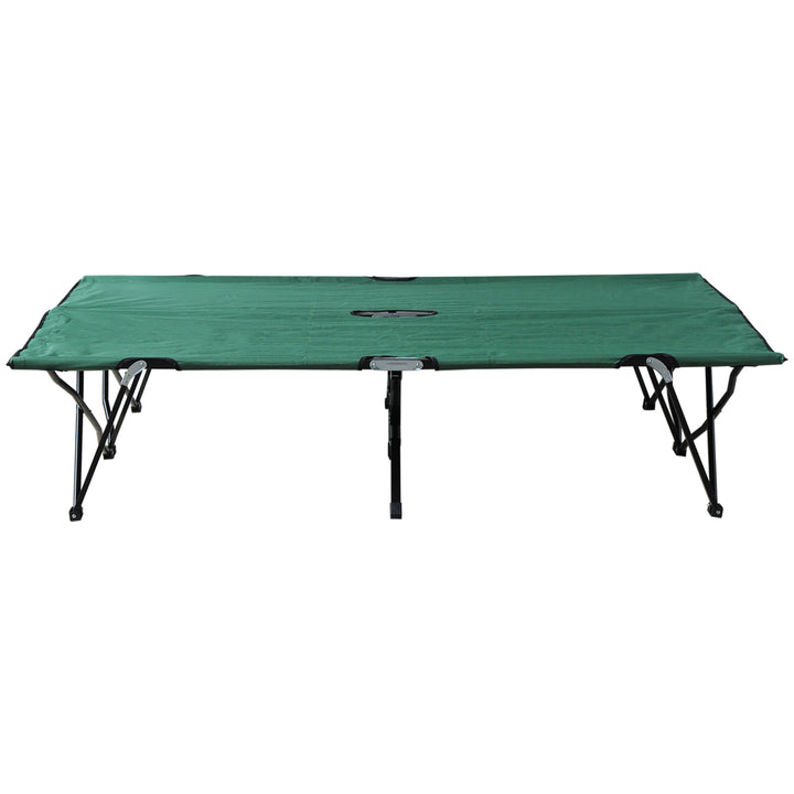 Double Camping Cot Bed, with Bag - Green