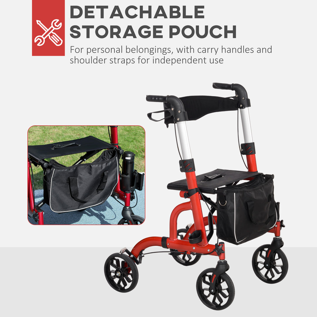 Lightweight Walking Frame, Folding Rollator Walker with Seat and Backr