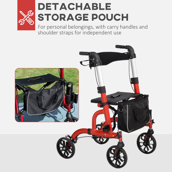 Lightweight Walking Frame, Folding Rollator Walker with Seat and Backr