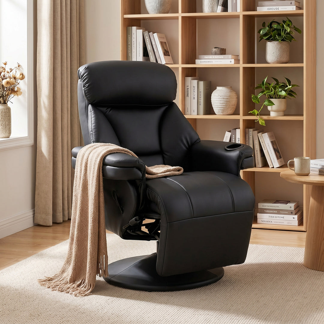 Upholstered Reclining Armchair, Manual Recliner Chair with Footrest an