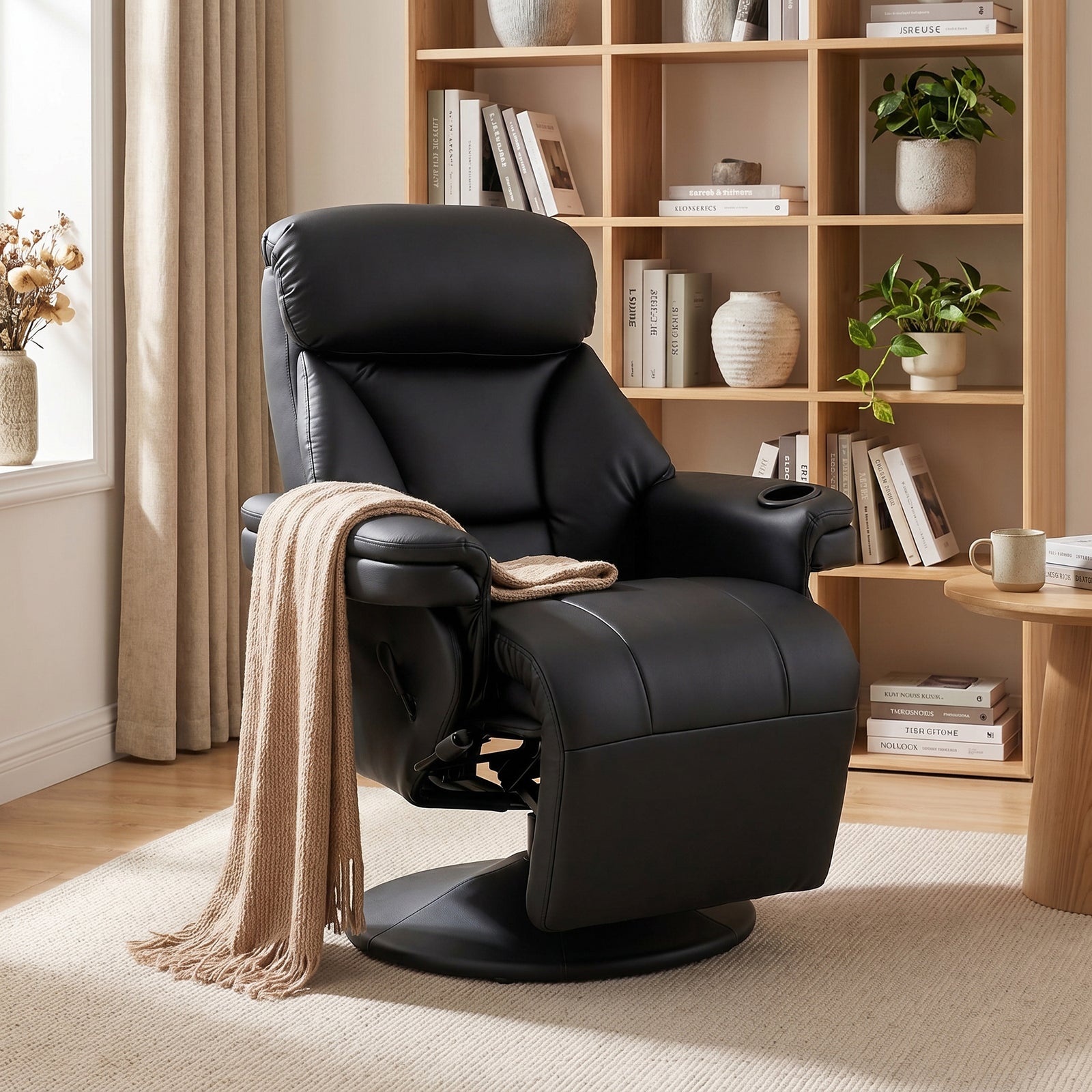 Upholstered Reclining Armchair, Manual Recliner Chair with Footrest an