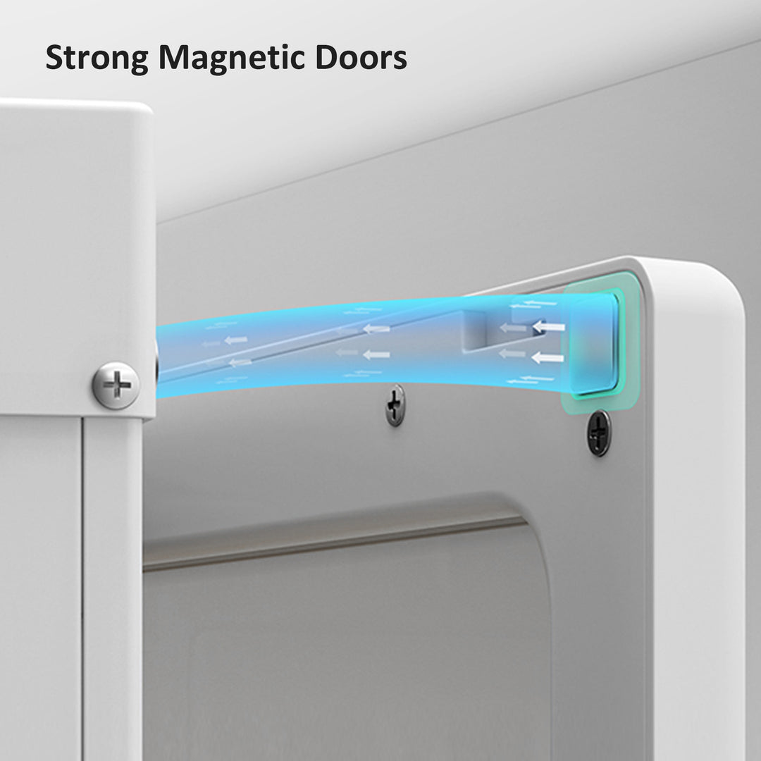 Portable Clothes Wardrobe for Bedroom, Foldable Clothes Organiser with Cube Storage, Hanging Rods, Magnet Doors, White