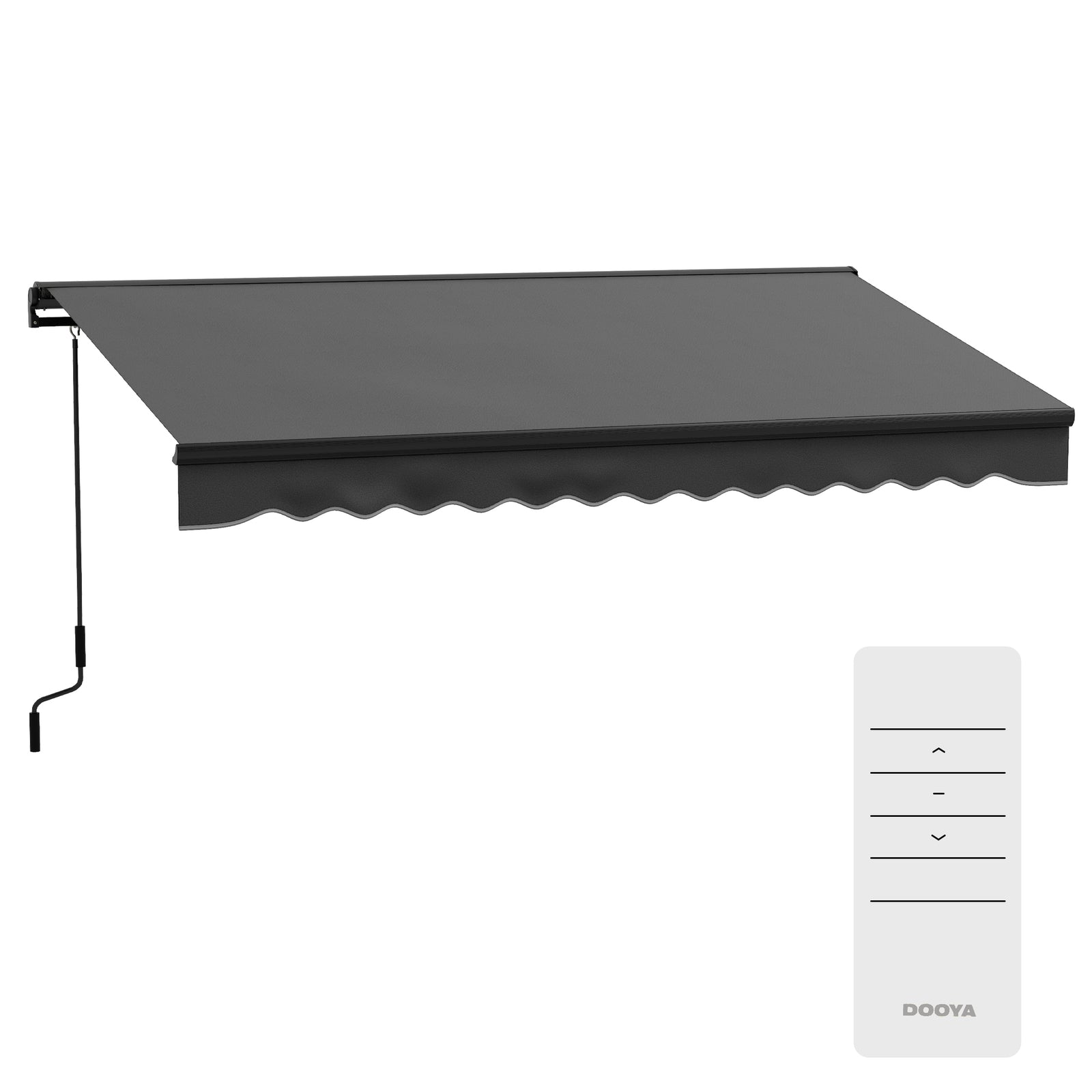 2.5 x 3.5m Aluminium Frame Electric Awning, with Remote - Dark Grey