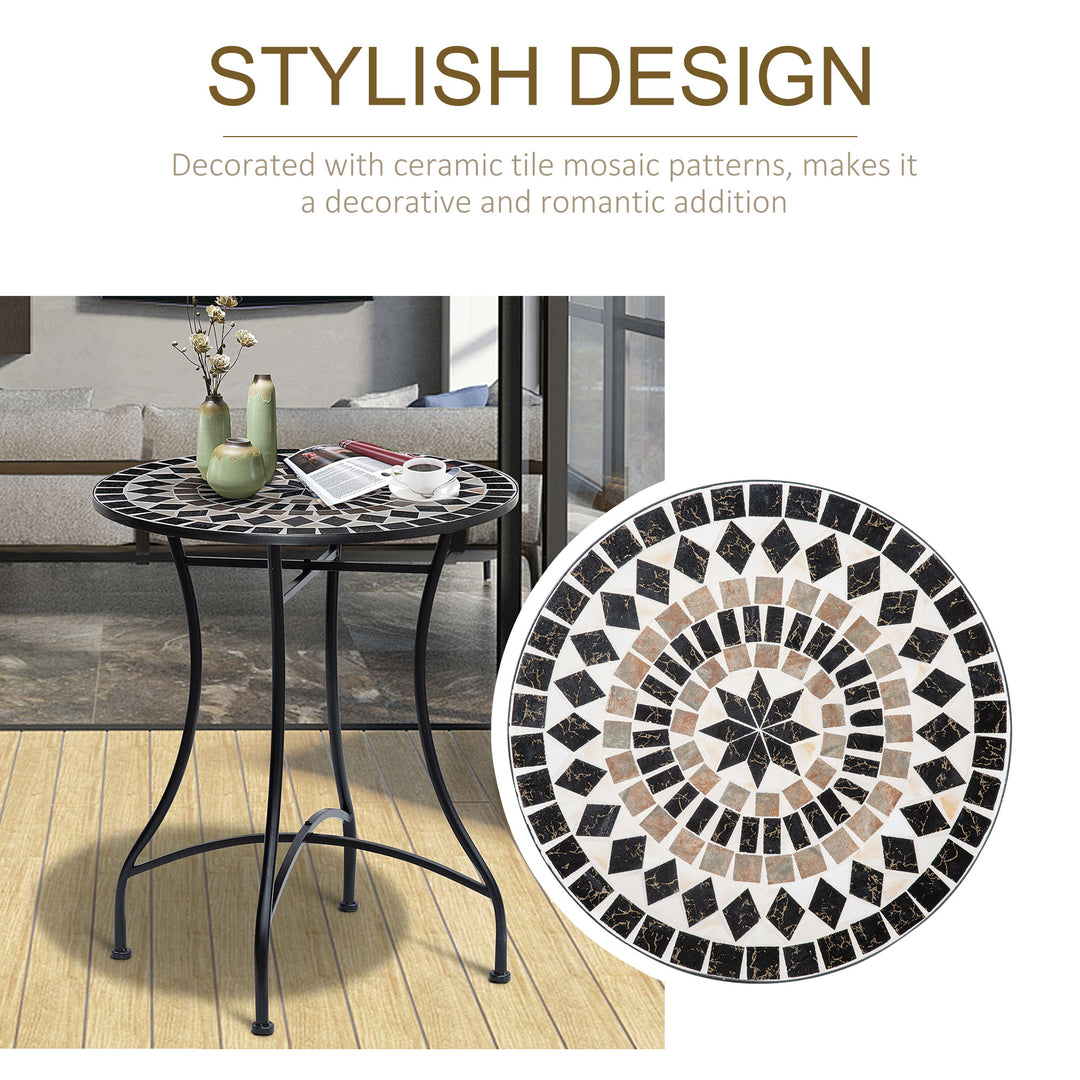 Φ60cm Mosaic Outdoor Patio Table - Black