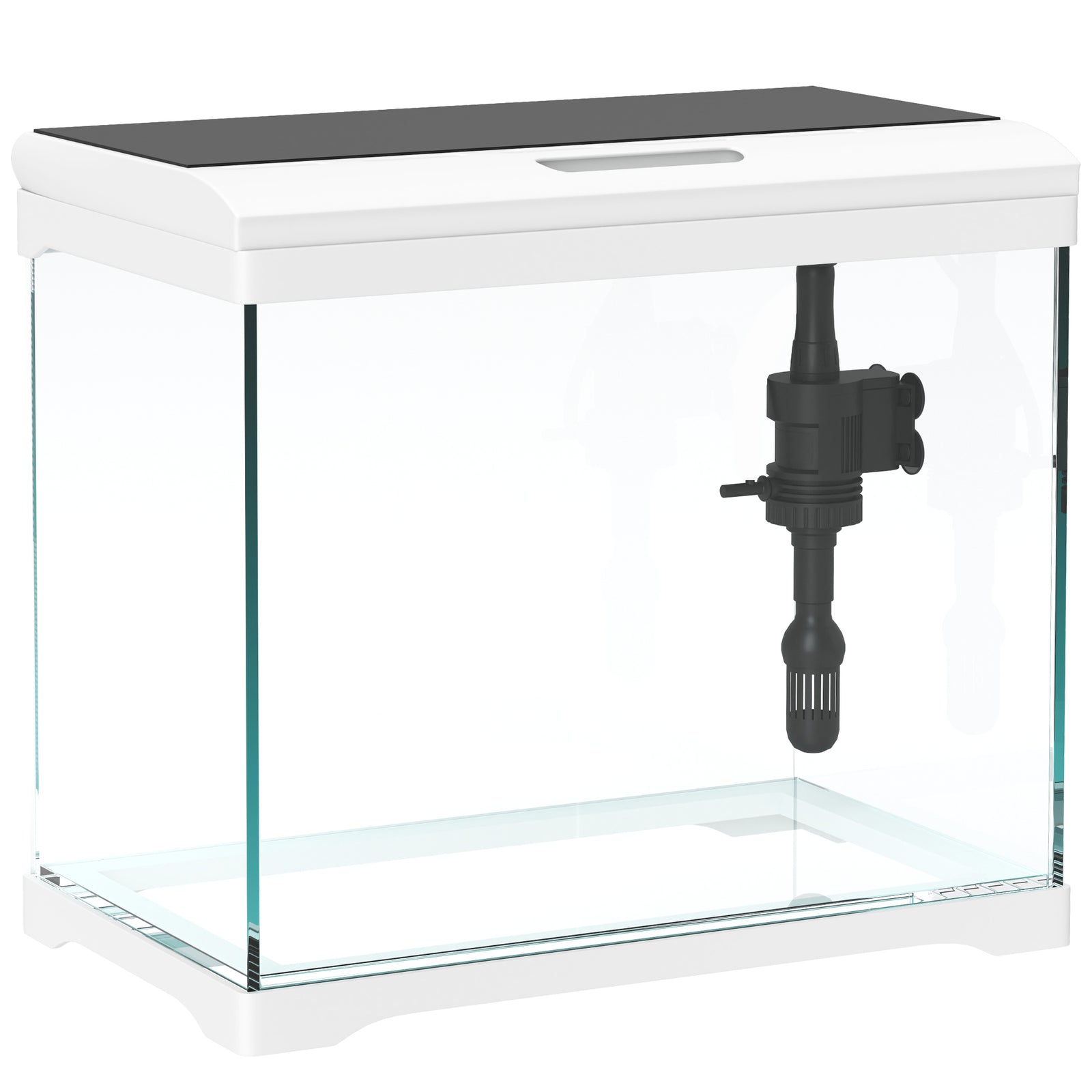 17L Glass Fish Tank with Filter System, LED Light, Water Pump, for Betta, Goldfish, Shrimps, White