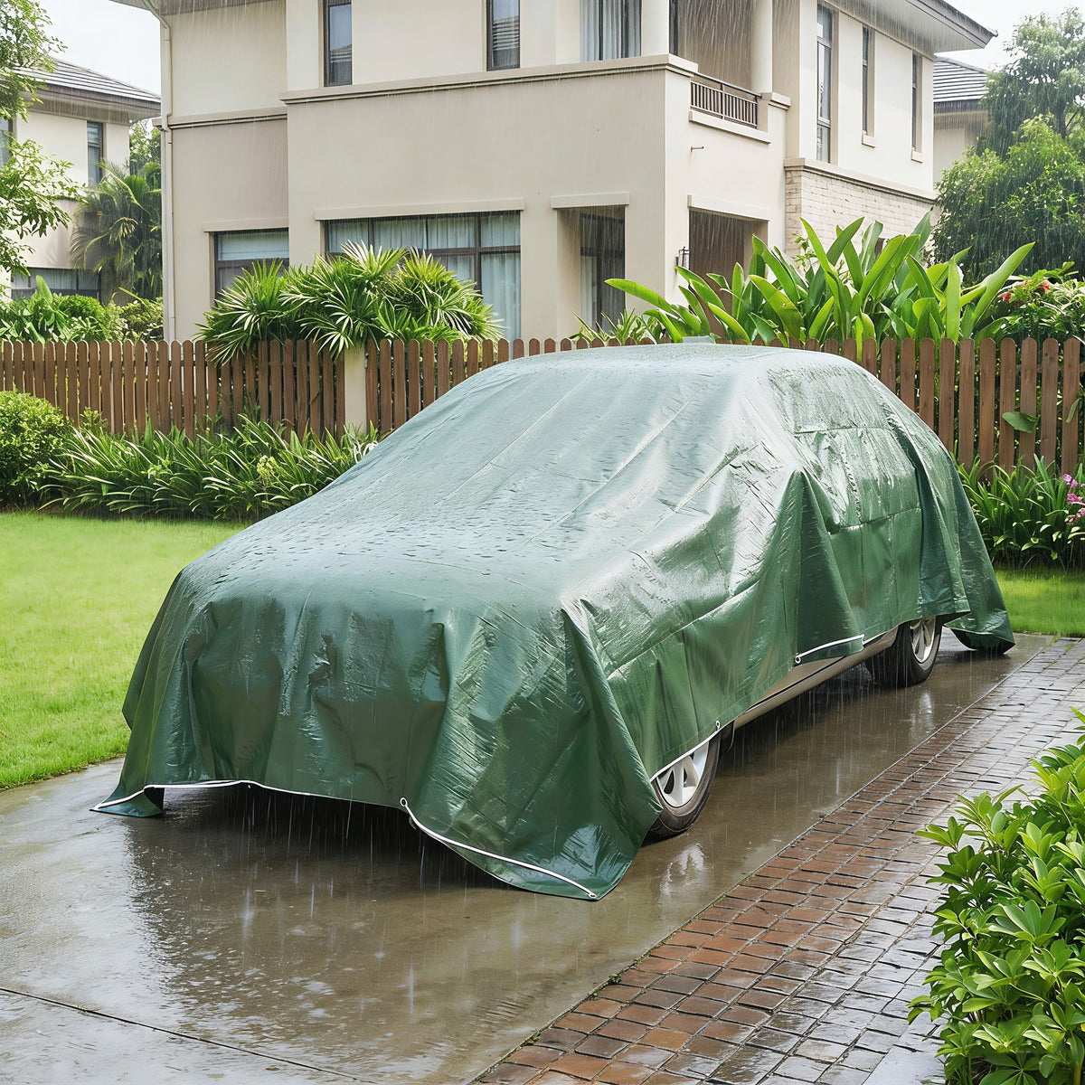 4 x 6m Waterproof Tarpaulin, 90GSM Tear-Resistant PE Tarp with Reinfor