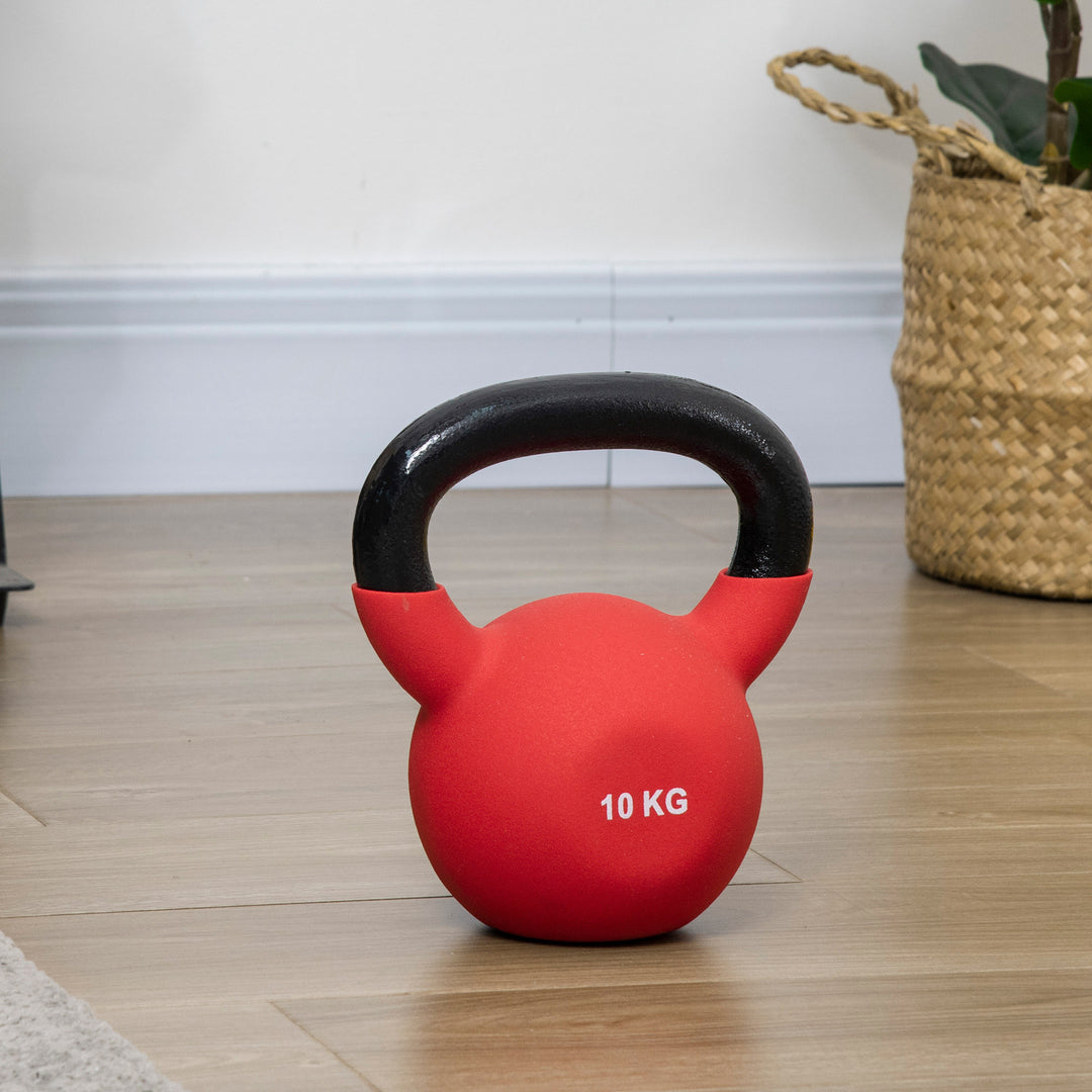 MCL Soft Kettlebell, 10kg Kettle Bell with Non-Slip Handle for Home Gym Weight Lifting and Strength Training, Red