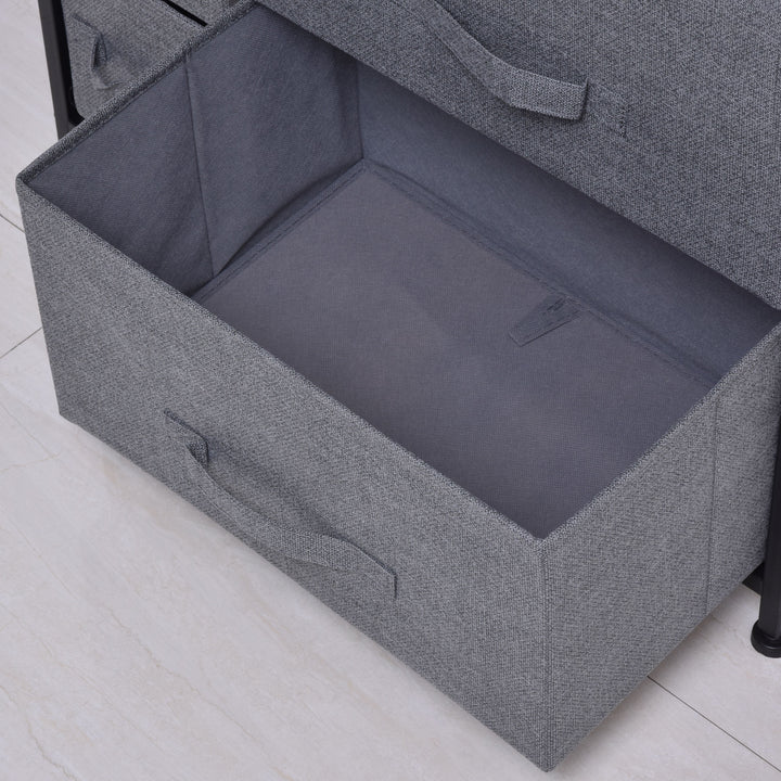 Chest of Drawers with 7 Drawers, Fabric Drawers with Large Storage Space, Drawers Dresser with Metal Frame, Adjustable Feet for Bedroom Living Room, Dark Grey