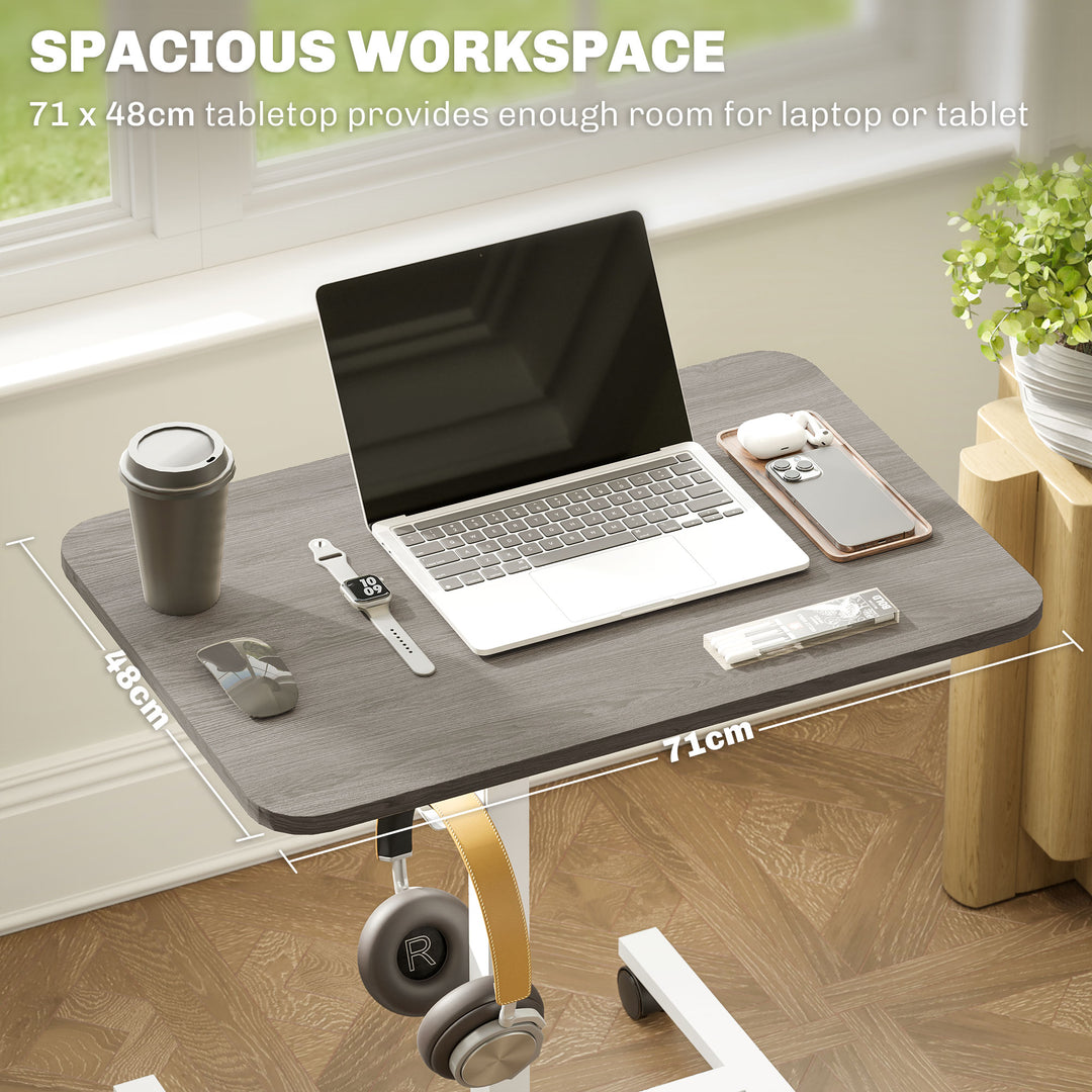 75-115cm Manual Adjustable Sit-To-Stand Desk - White/Grey
