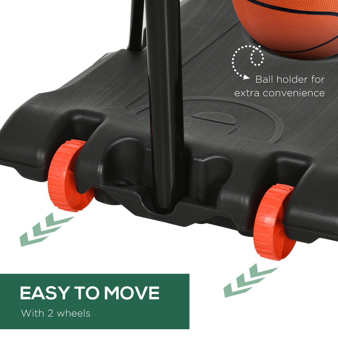 SPORTNOW Height Adjustable Basketball Hoop and Stand for Kids with Sturdy Backboard and Weighted Base, Portable on Wheels, 1.8-2m | Aosom UK