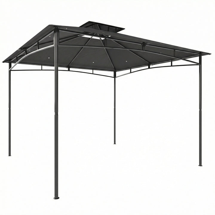 3 x 3 m Gazebo, Garden Gazebo with 2-Tier Roof, Metal Frame, Dark Grey