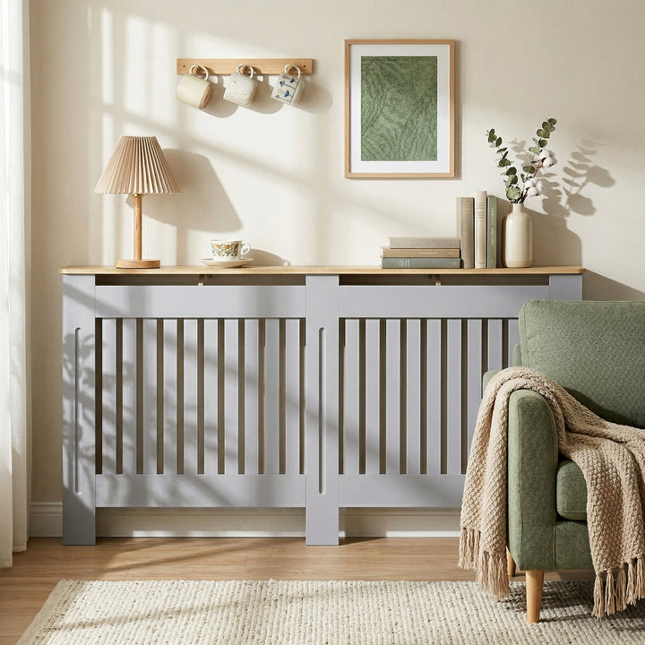 Slatted Radiator Cover, Painted Cabinet with Line Grill Design, 172L ×