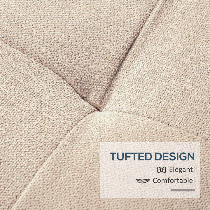 Linen Storage Ottoman, End of Bed Bench, Padded Footrest Seat with Tufting Design, Hinged Lid and Wood Frame 125L x 49W x 41.5H cm Beige