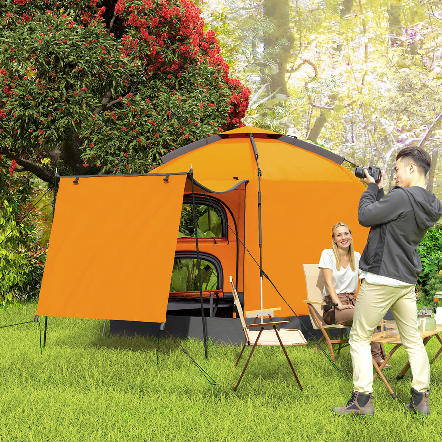 Automatic Pop Up Camping Tent, Instant Setup 2-4 Man Tent with Mesh Windows, Waterproof & UV30+, Portable with Carry Bag for Fishing, Hiking, Backpacking, Orange