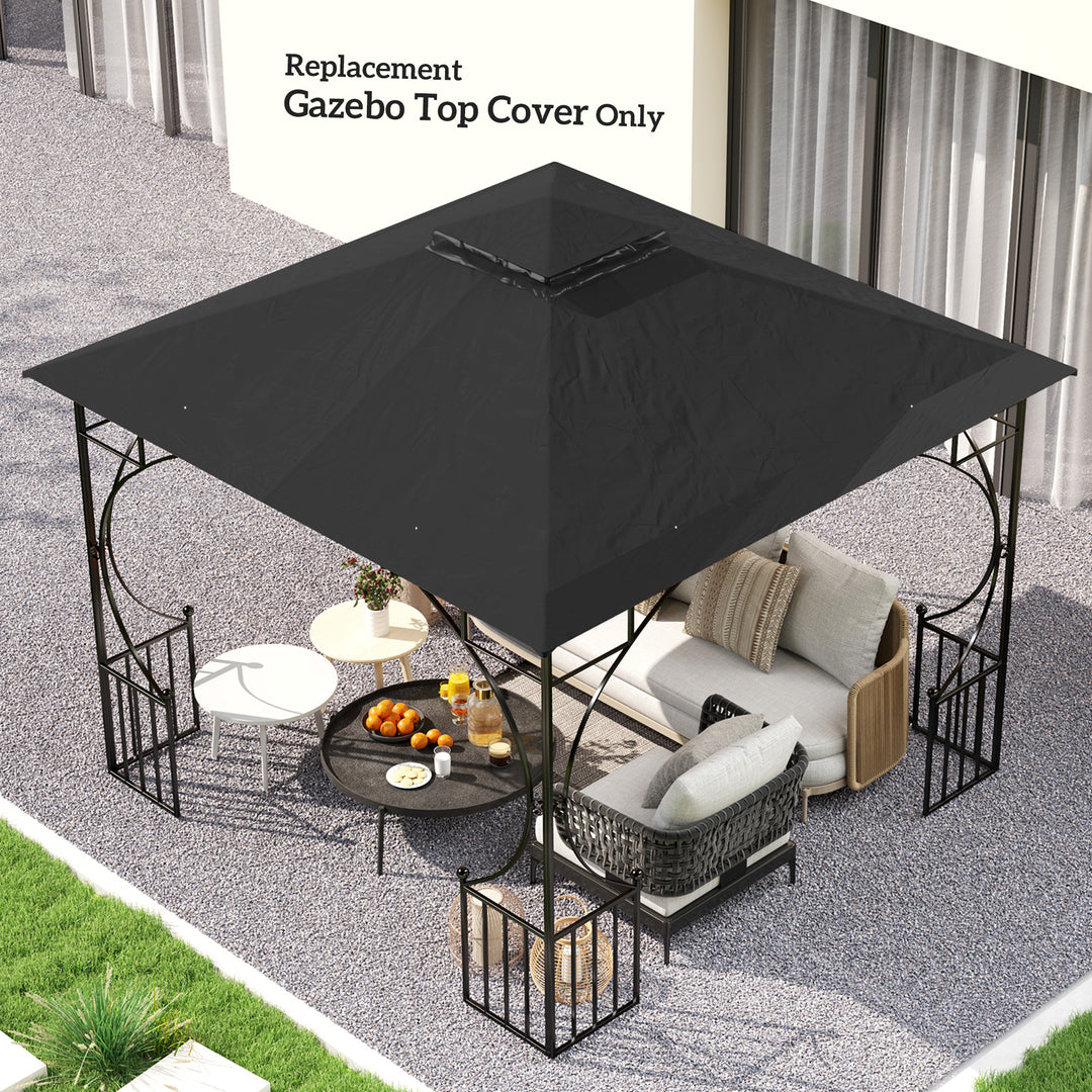 3x3(m) Replacement Gazebo Canopy, Double Tier Roof Top for Garden, Patio, Outdoor, Black (TOP ONLY)