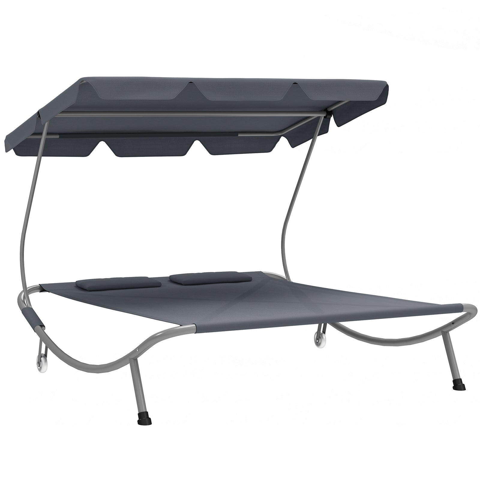 Double Outdoor Bed, with Canopy - Light Grey